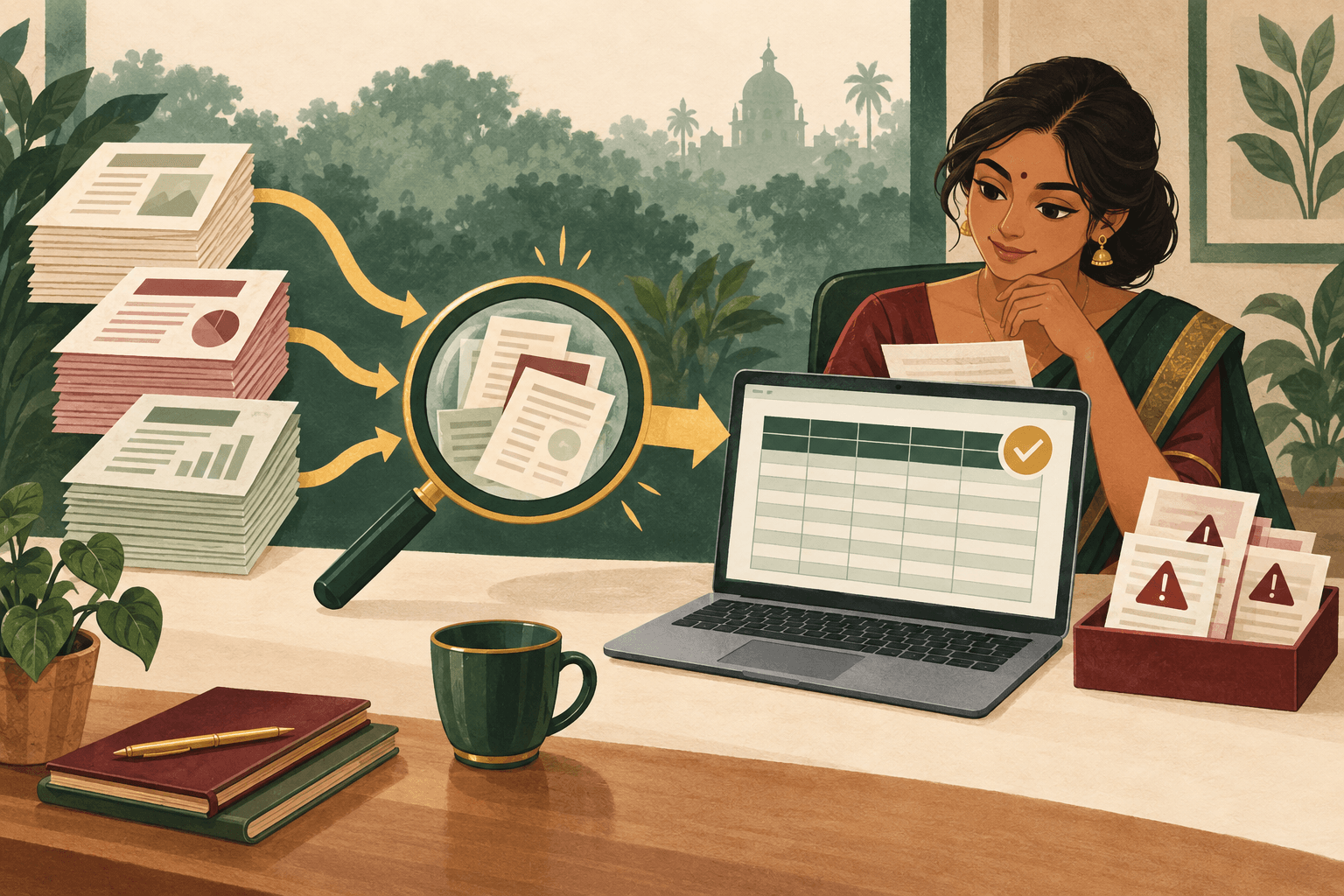 An analyst validates spreadsheet source files and separates flagged records before accepting a monthly report.